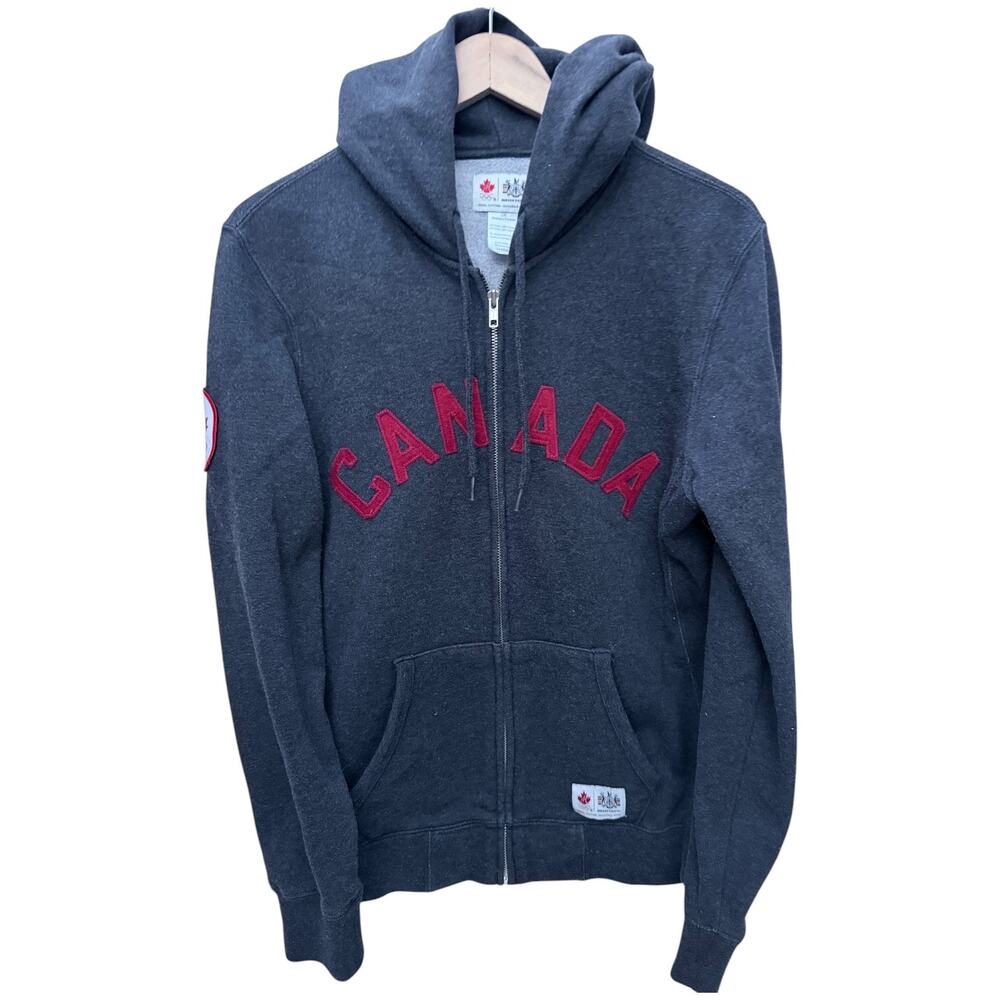 Hudsons Bay Canada Olympics Hoodie Womens Large Gray Full Zip Sweatshirt